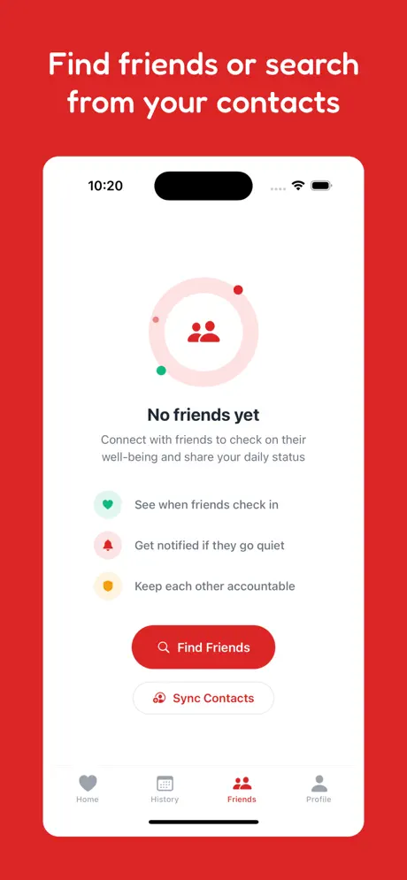 App Screenshot showing findfriend