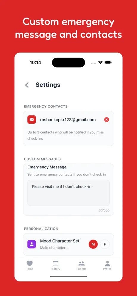 App Screenshot showing settings